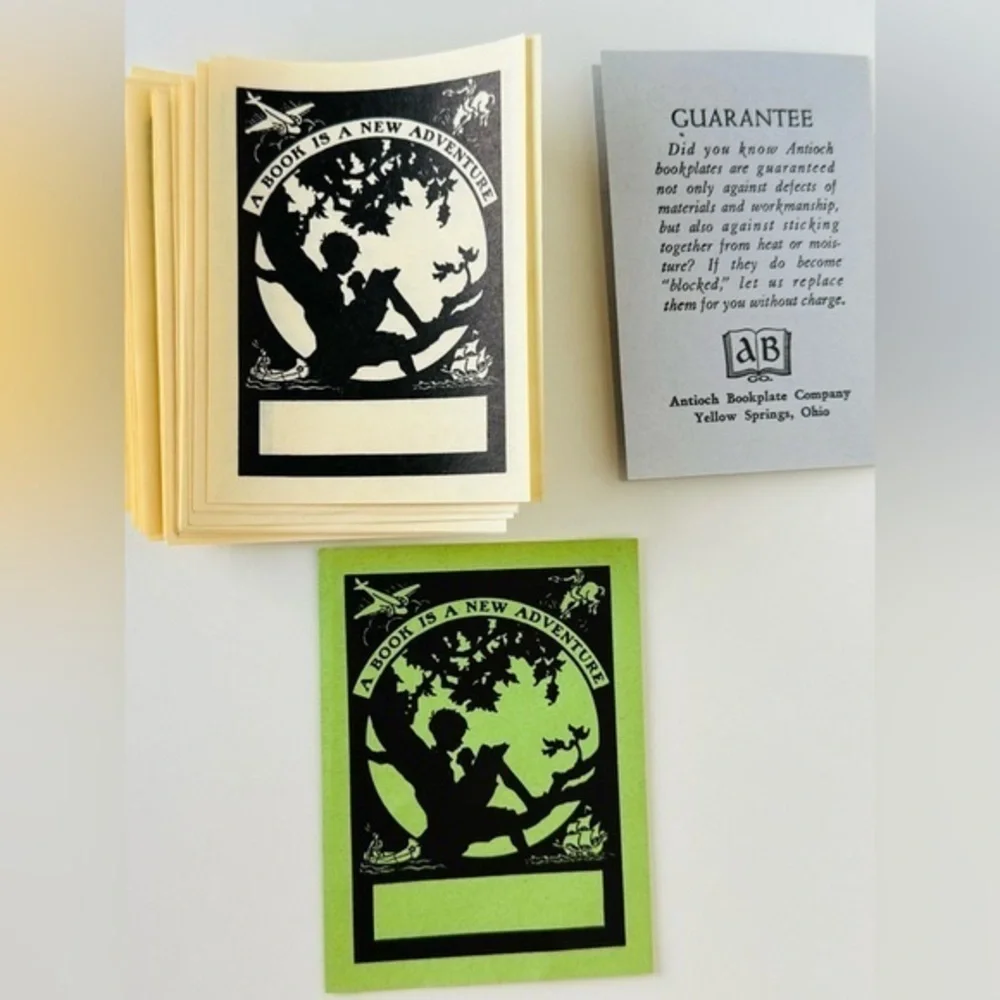 Vintage Bookplates 33 Name Labels For Books Ex Libris 4”x3” Antioch Bookplate Co